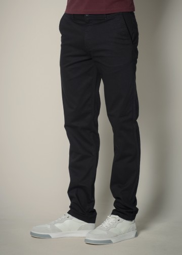 Chino Trousers by Cotton Blend Melange Fabric