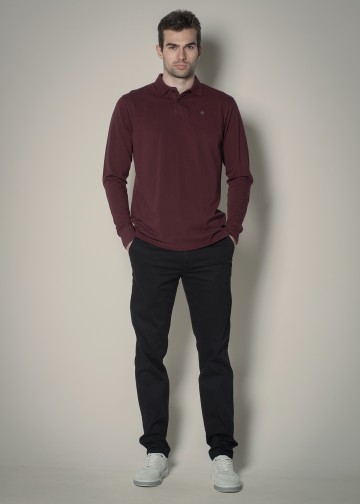 Chino Trousers by Cotton Blend Melange Fabric