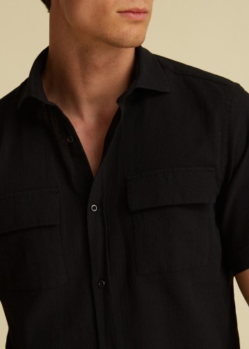 Solid Color Short Sleeves Shirt with chest pockets