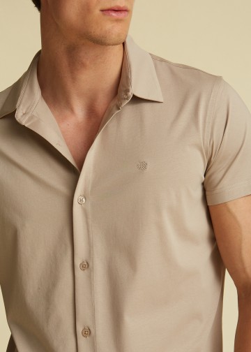Short Sleeves Shirt by Cotton knitted fabric