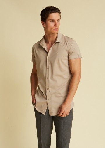 Short Sleeves Shirt by Cotton knitted fabric