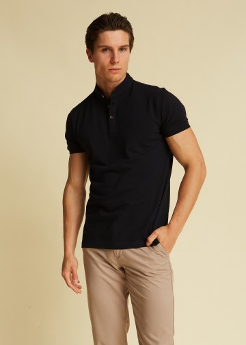 Mao Polo Shirt, Pima Cotton Pique Fabric