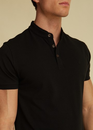 Mao Polo Shirt, Pima Cotton Pique Fabric