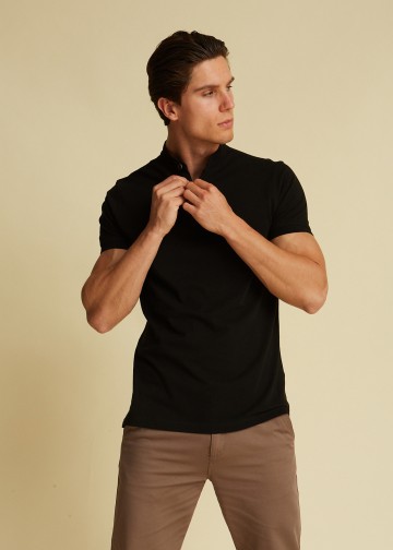Mao Polo Shirt, Pima Cotton Pique Fabric