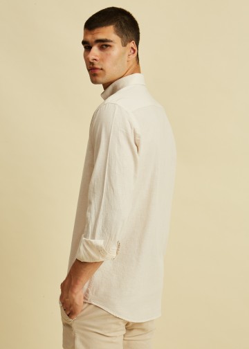 Solid Color Linen Blend Shirt, Button Down