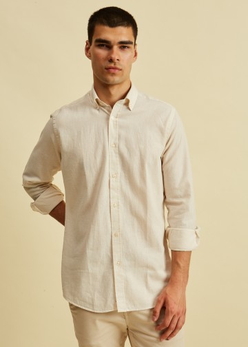 Solid Color Linen Blend Shirt, Button Down