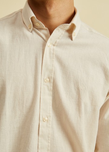 Solid Color Linen Blend Shirt, Button Down