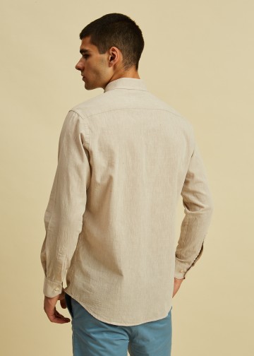 Solid Color Linen Blend Shirt, Button Down
