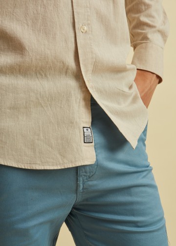Solid Color Linen Blend Shirt, Button Down
