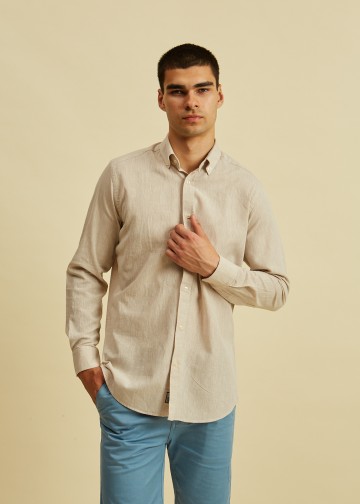 Solid Color Linen Blend Shirt, Button Down