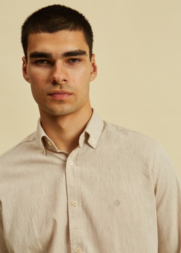 Solid Color Linen Blend Shirt, Button Down