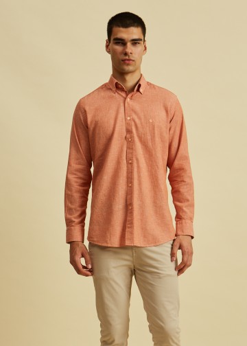 Solid Color Linen Blend Shirt, Button Down