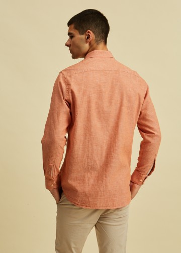 Solid Color Linen Blend Shirt, Button Down