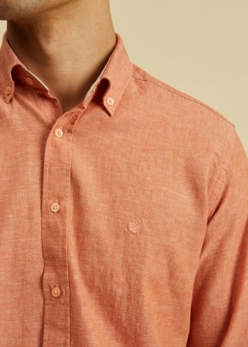 Solid Color Linen Blend Shirt, Button Down
