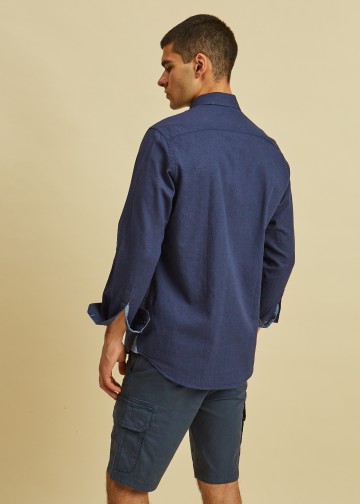 Solid Color Linen Blend Shirt, Button Down