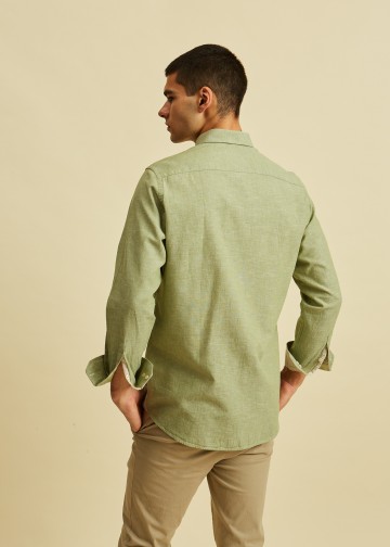 Solid Color Linen Blend Shirt, Button Down