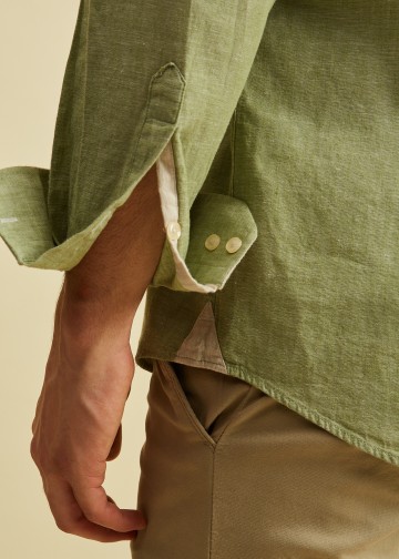 Solid Color Linen Blend Shirt, Button Down