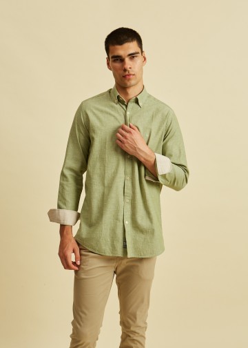 Solid Color Linen Blend Shirt, Button Down