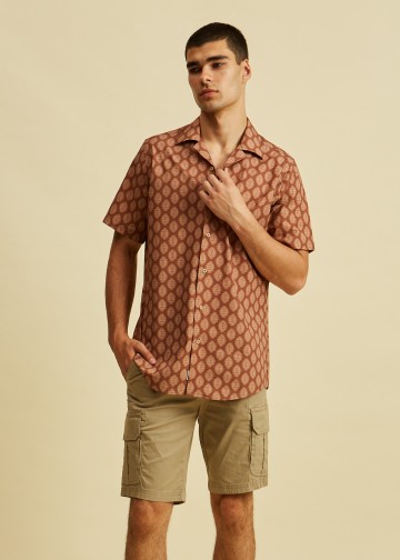 Short Sleeves Pattern Printed Shirt, Byron Collar
