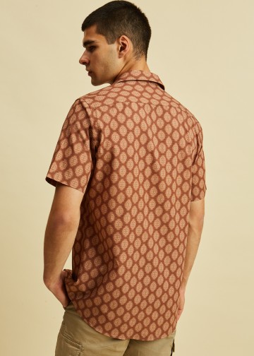 Short Sleeves Pattern Printed Shirt, Byron Collar