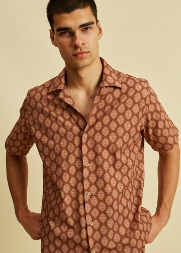 Short Sleeves Pattern Printed Shirt, Byron Collar