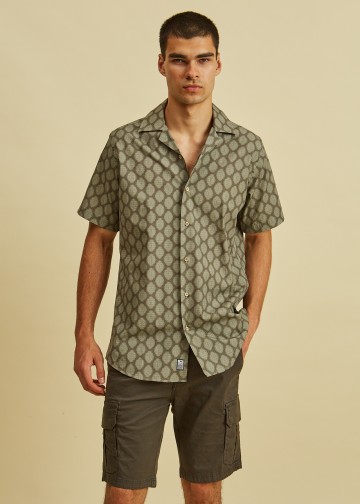 Short Sleeves Pattern Printed Shirt, Byron Collar