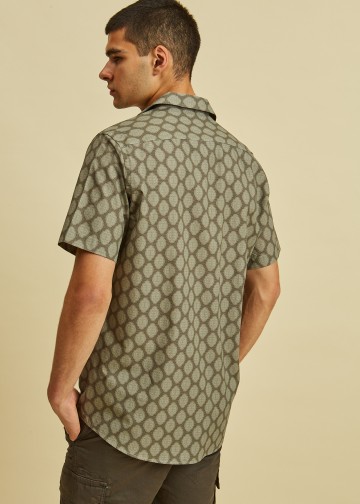 Short Sleeves Pattern Printed Shirt, Byron Collar