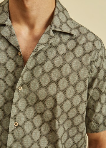 Short Sleeves Pattern Printed Shirt, Byron Collar