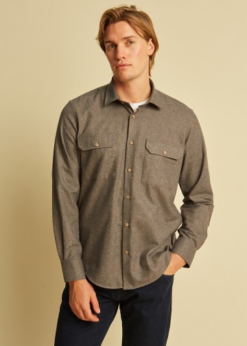 Solid Color Over-Shirt, Melange Flannel