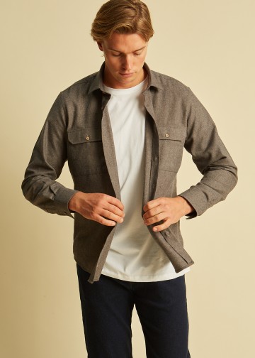 Solid Color Over-Shirt, Melange Flannel