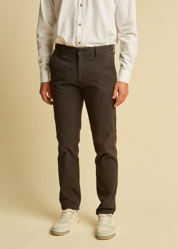 Chino Trousers by Cotton Blend Yarn Dyed Fabric