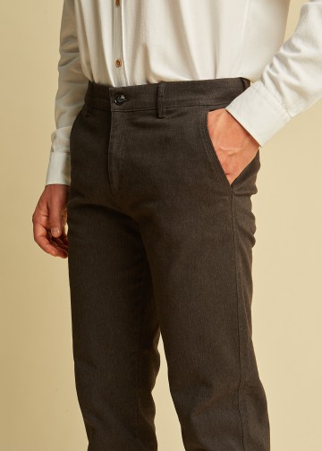 Chino Trousers by Cotton Blend Yarn Dyed Fabric