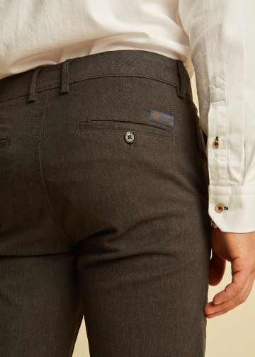 Chino Trousers by Cotton Blend Yarn Dyed Fabric