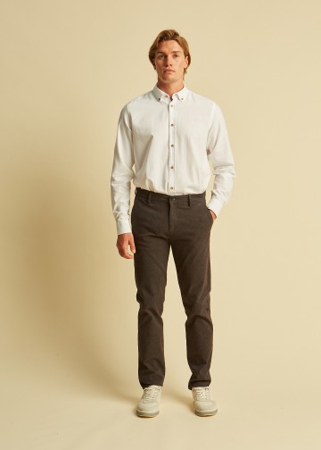 Chino Trousers by Cotton Blend Yarn Dyed Fabric