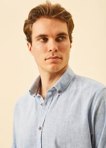 Solid Color Linen Blend Shirt