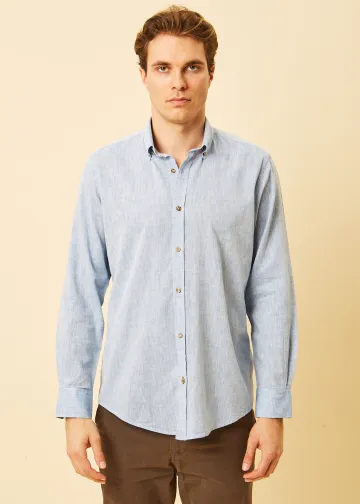 Solid Color Linen Blend Shirt