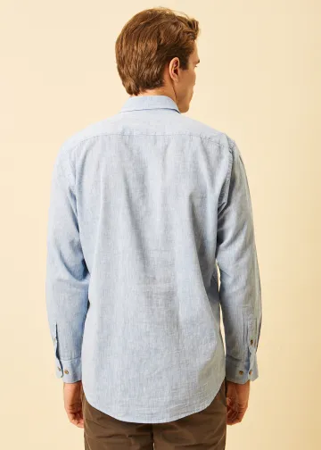Solid Color Linen Blend Shirt