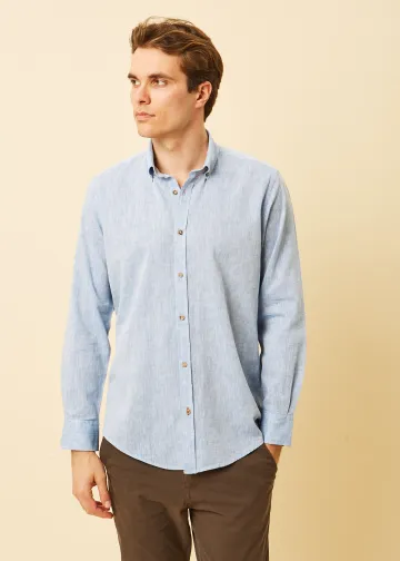 Solid Color Linen Blend Shirt