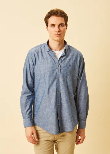 Solid Color Linen Blend Shirt
