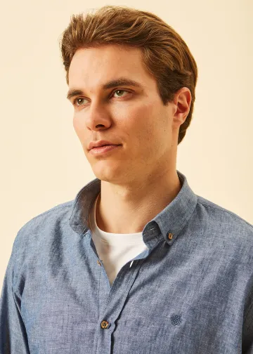 Solid Color Linen Blend Shirt