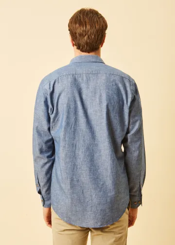 Solid Color Linen Blend Shirt