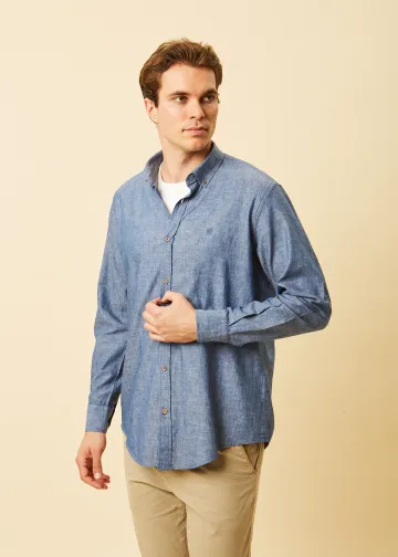 Solid Color Linen Blend Shirt