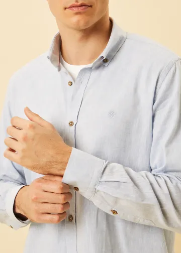 Solid Color Linen Blend Shirt