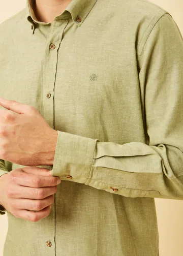 Solid Color Linen Blend Shirt
