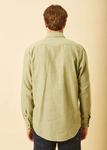 Solid Color Linen Blend Shirt
