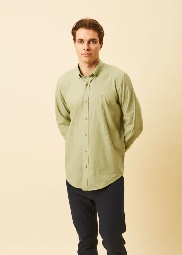 Solid Color Linen Blend Shirt