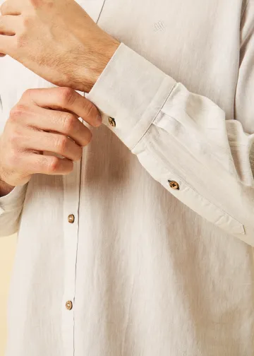 Solid Color Linen Blend Shirt