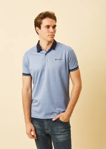 Polo Shirt, Melange Pique Fabric