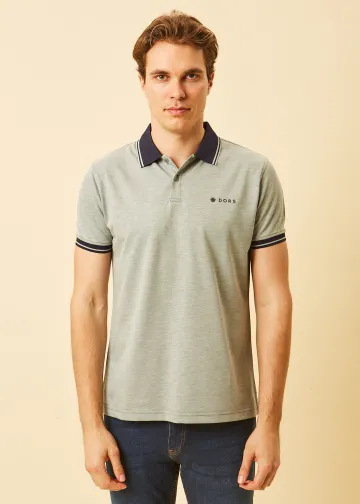 Polo Shirt, Melange Pique Fabric
