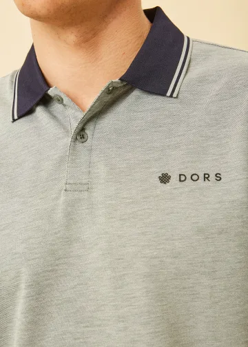 Polo Shirt, Melange Pique Fabric
